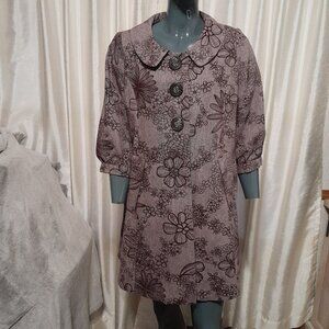 VERTIGO PARIS Velvet Flocked Tweed/Wool-Blend Coat Women's XL